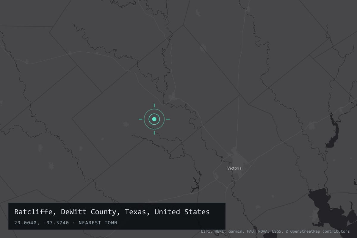 Where it happened: Ratcliffe, DeWitt County, Texas, United States