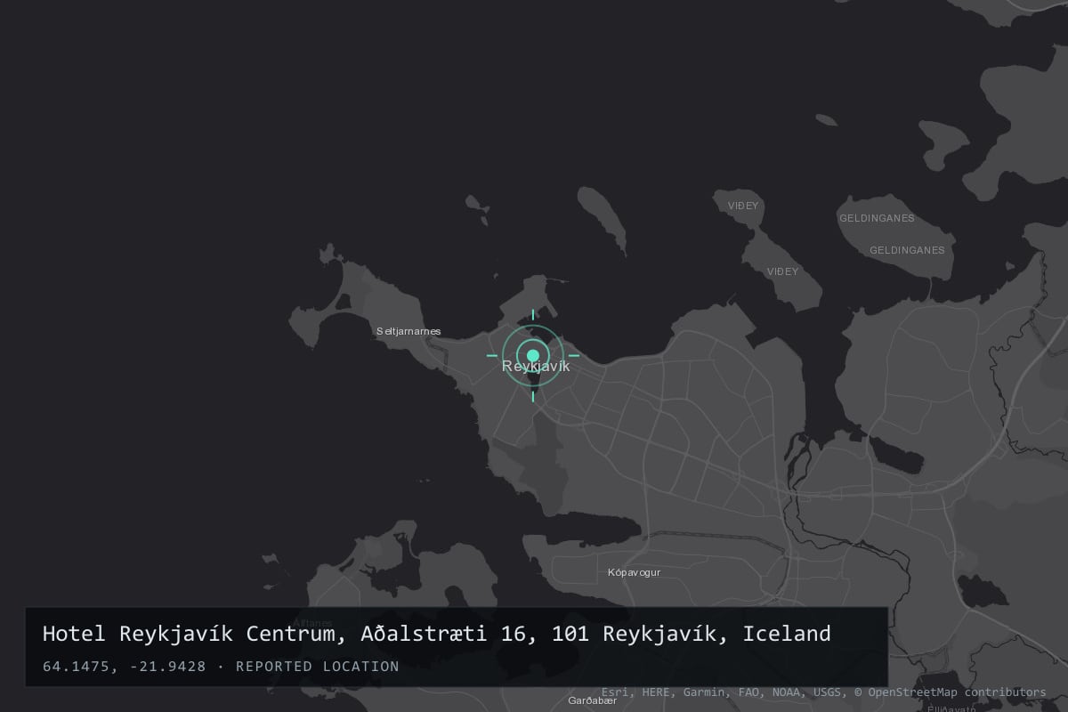 Where it happened: Hotel Reykjavík Centrum, Aðalstræti 16, 101 Reykjavík, Iceland
