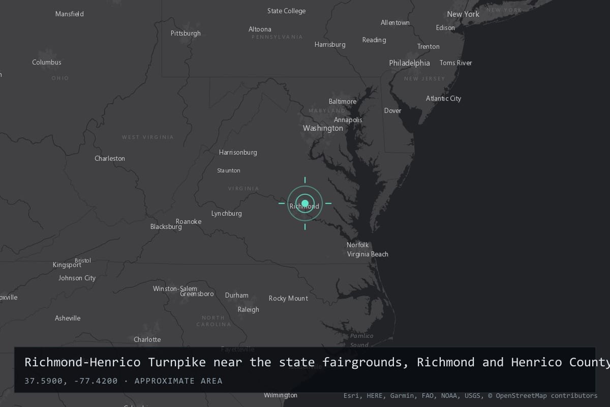 Where it happened: Richmond-Henrico Turnpike near the state fairgrounds, Richmond and Henrico County, Virginia, United States