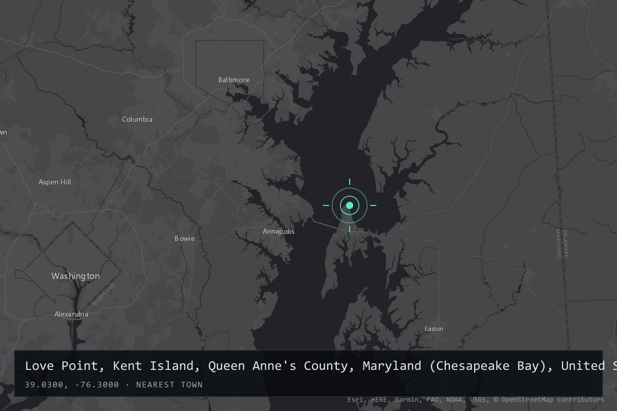 Where it happened: Love Point, Kent Island, Queen Anne's County, Maryland (Chesapeake Bay), United States