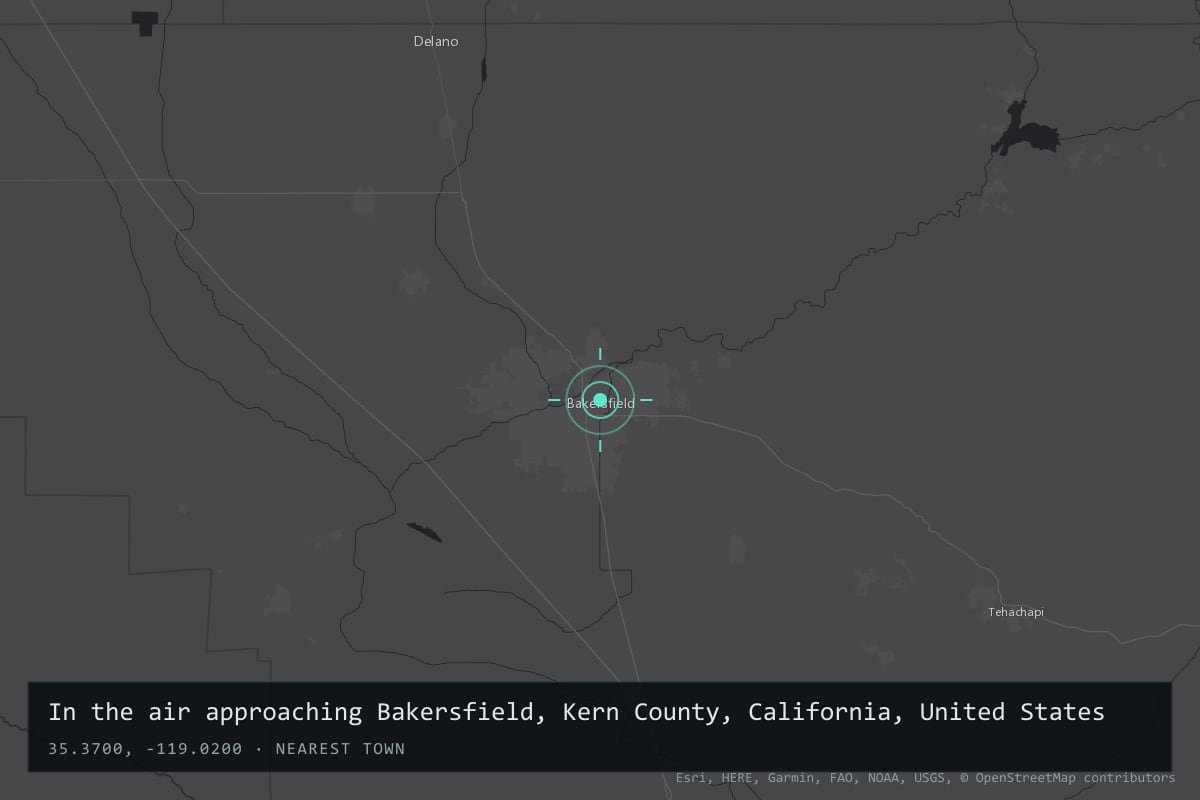 Where it happened: In the air approaching Bakersfield, Kern County, California, United States