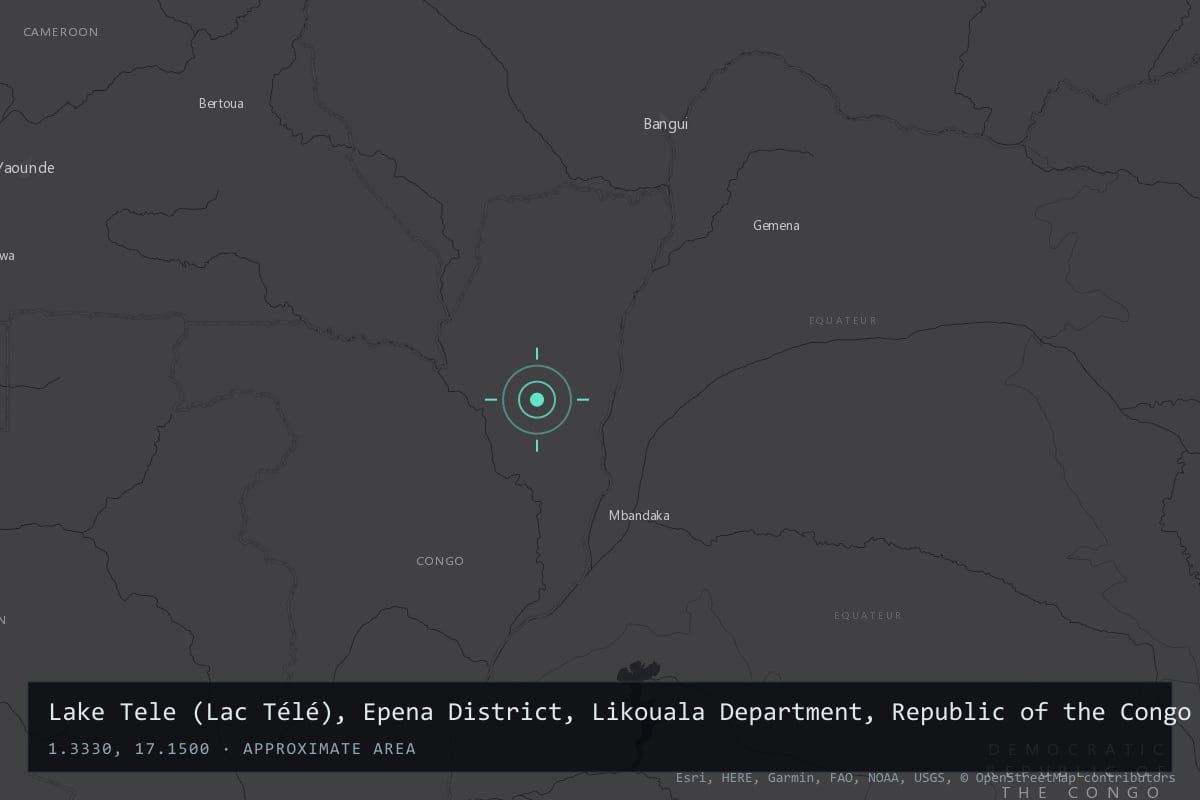Where it happened: Lake Tele (Lac Télé), Epena District, Likouala Department, Republic of the Congo