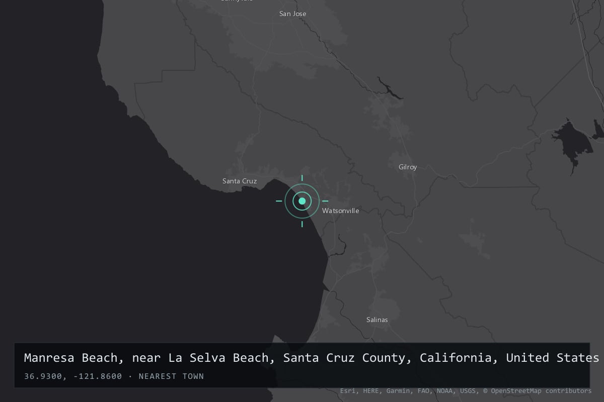 Where it happened: Manresa Beach, near La Selva Beach, Santa Cruz County, California, United States