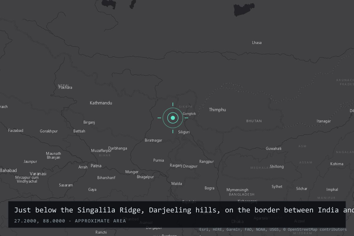 Where it happened: Just below the Singalila Ridge, Darjeeling hills, on the border between India and Nepal, India