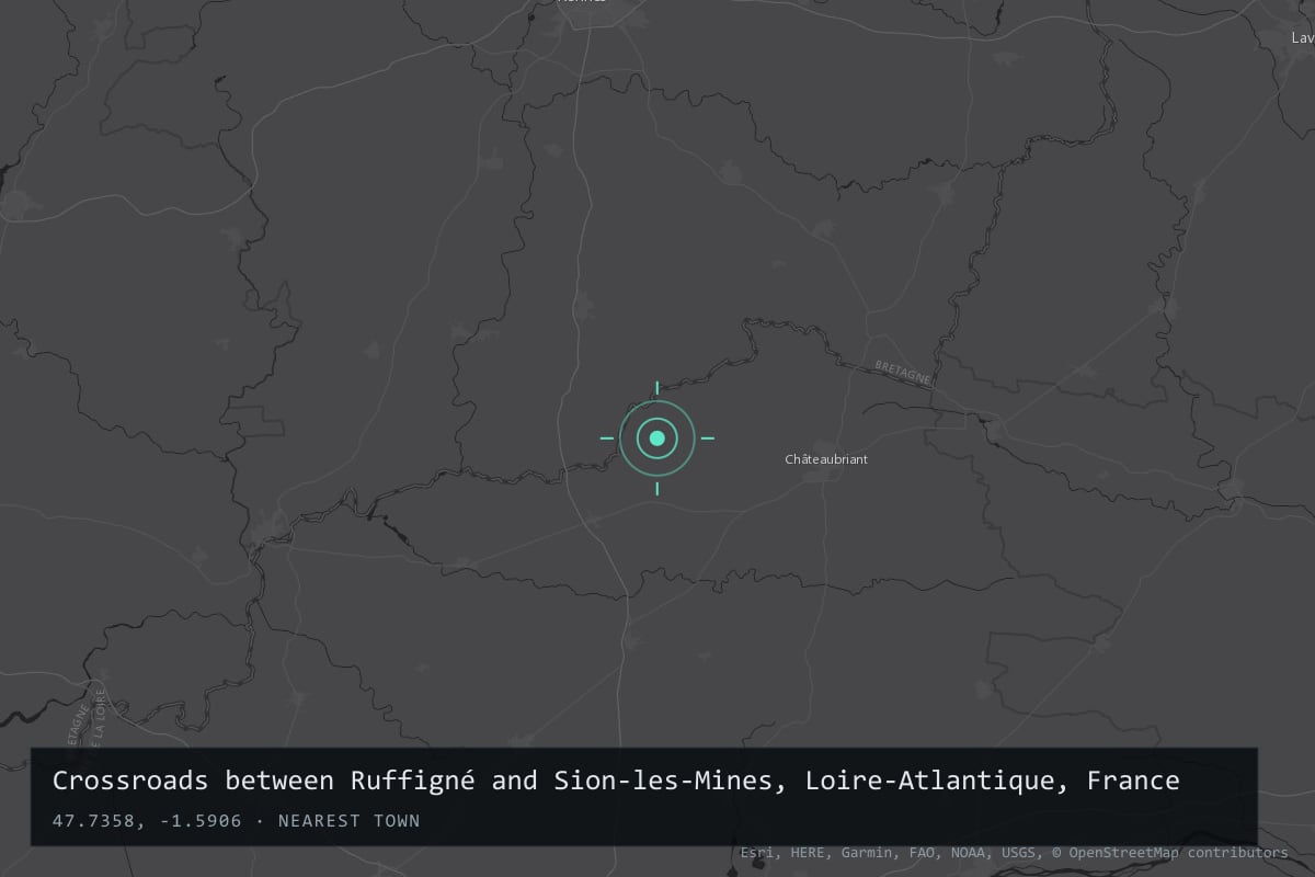 Where it happened: Crossroads between Ruffigné and Sion-les-Mines, Loire-Atlantique, France