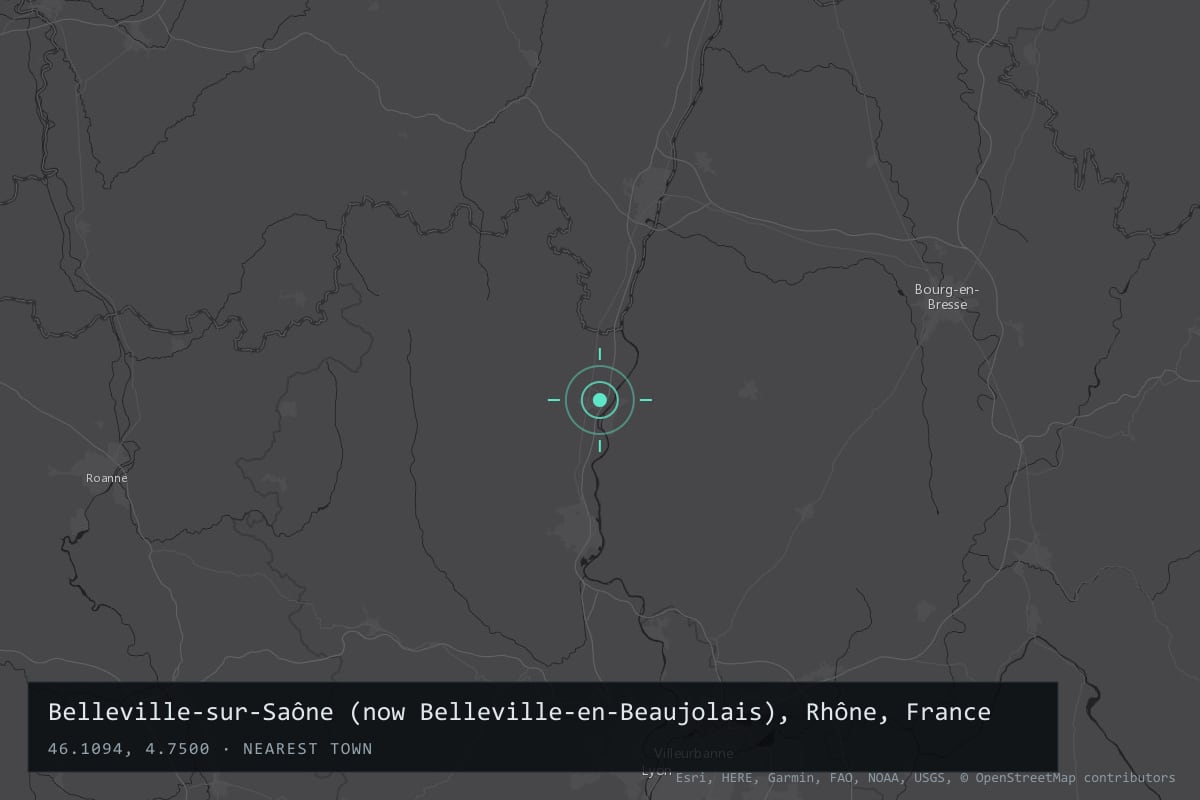 Where it happened: Belleville-sur-Saône (now Belleville-en-Beaujolais), Rhône, France