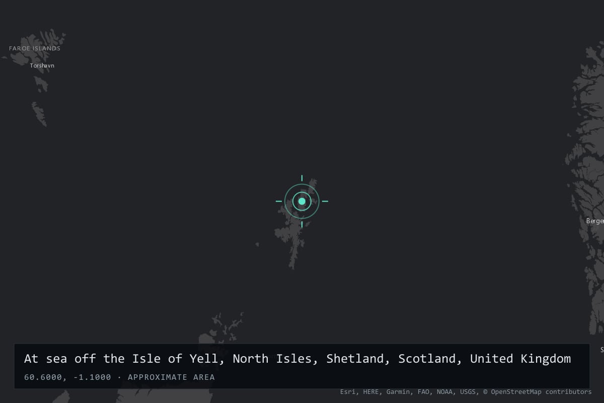 Where it happened: At sea off the Isle of Yell, North Isles, Shetland, Scotland, United Kingdom