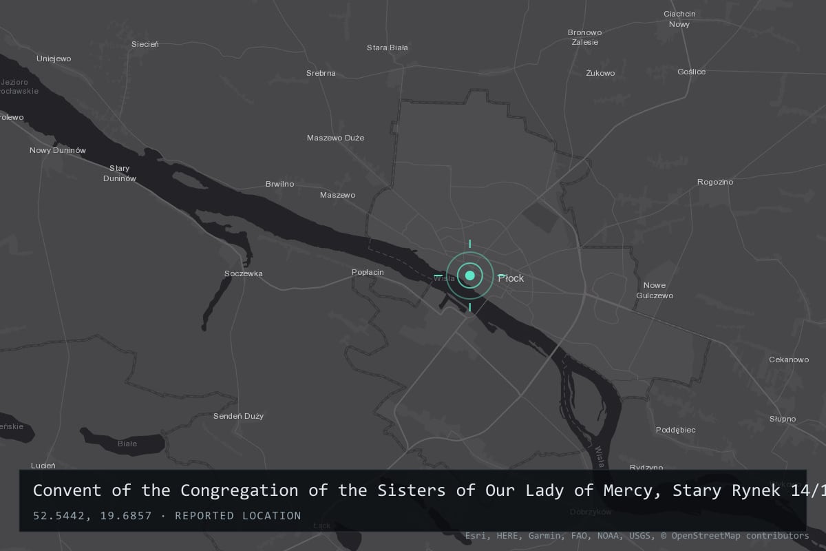 Where it happened: Convent of the Congregation of the Sisters of Our Lady of Mercy, Stary Rynek 14/18, Płock, Poland