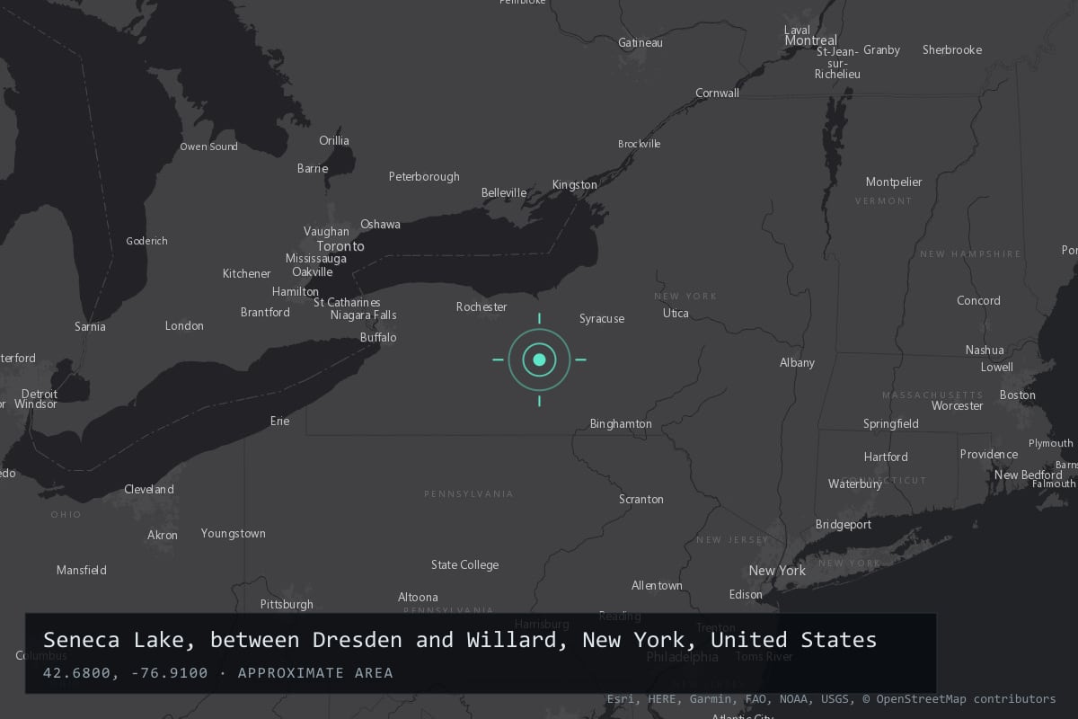 Where it happened: Seneca Lake, between Dresden and Willard, New York, United States