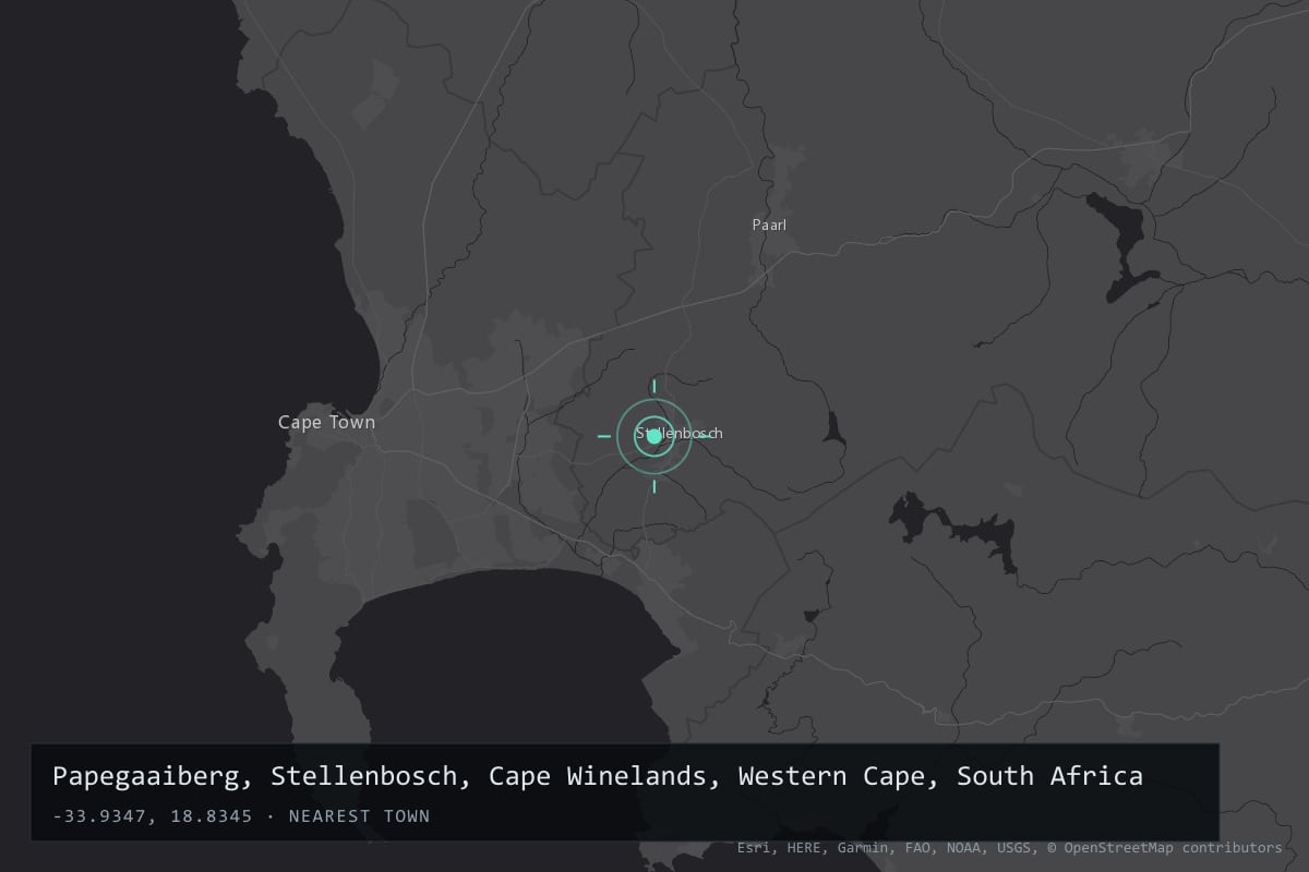 Where it happened: Papegaaiberg, Stellenbosch, Cape Winelands, Western Cape, South Africa