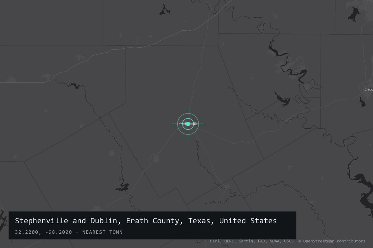 Where it happened: Stephenville and Dublin, Erath County, Texas, United States