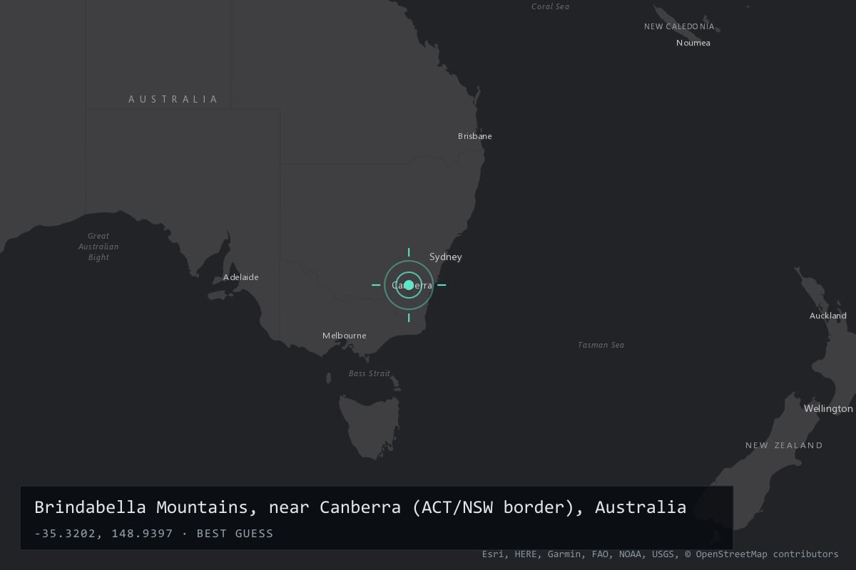 Where it happened: Brindabella Mountains, near Canberra (ACT/NSW border), Australia