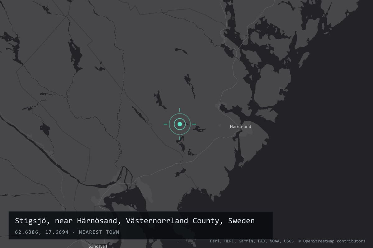 Where it happened: Stigsjö, near Härnösand, Västernorrland County, Sweden