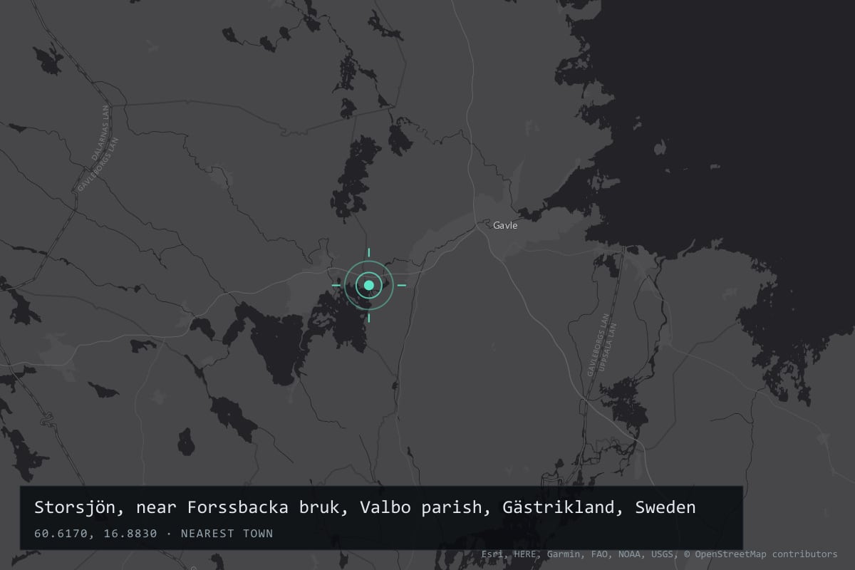 Where it happened: Storsjön, near Forssbacka bruk, Valbo parish, Gästrikland, Sweden