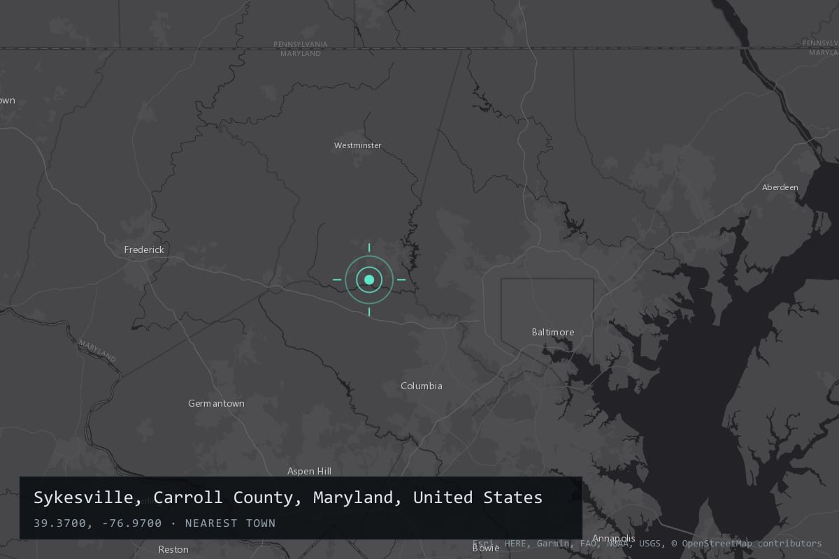 Where it happened: Sykesville, Carroll County, Maryland, United States