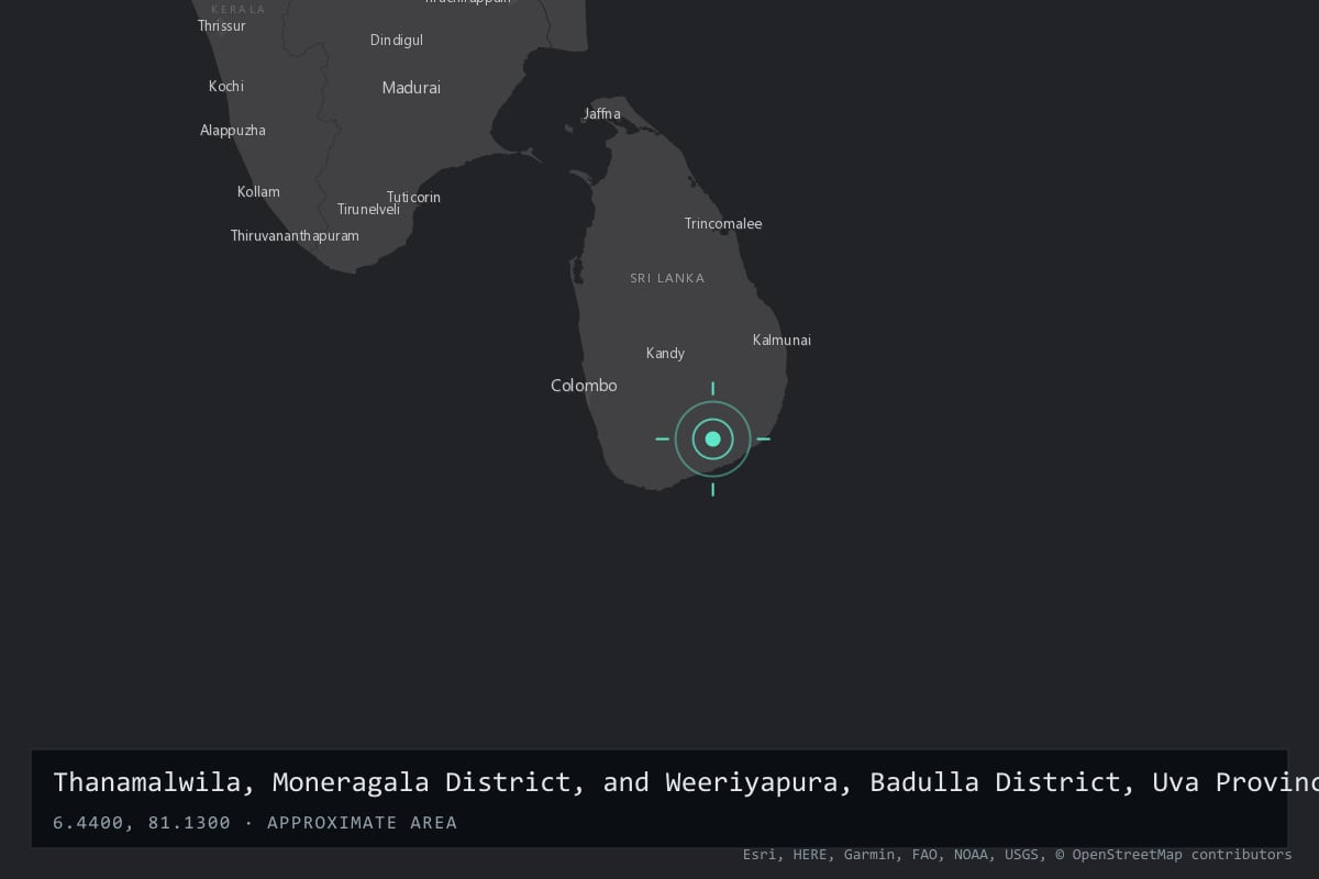 Where it happened: Thanamalwila, Moneragala District, and Weeriyapura, Badulla District, Uva Province, Sri Lanka