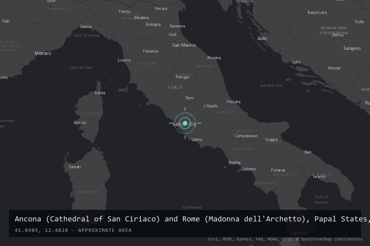 Where it happened: Ancona (Cathedral of San Ciriaco) and Rome (Madonna dell'Archetto), Papal States, Italy