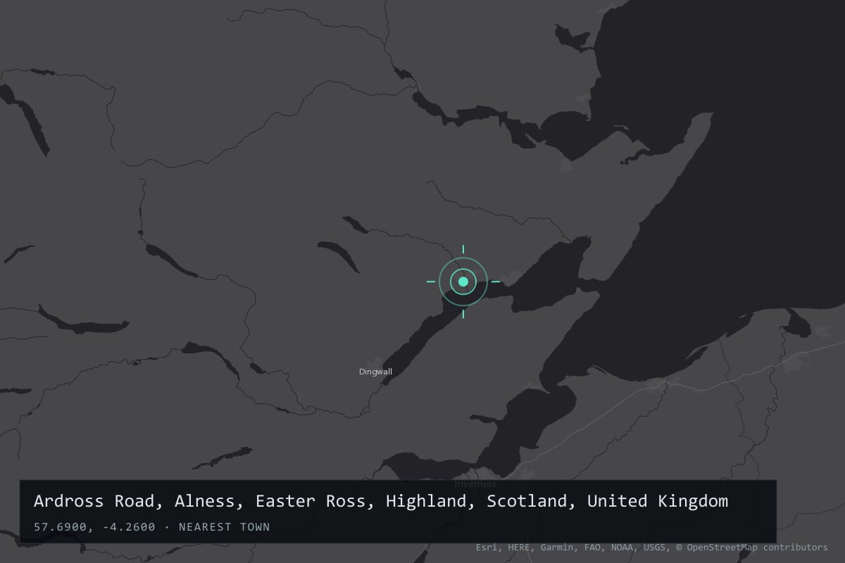 Where it happened: Ardross Road, Alness, Easter Ross, Highland, Scotland, United Kingdom