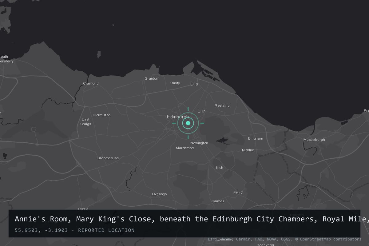 Where it happened: Annie's Room, Mary King's Close, beneath the Edinburgh City Chambers, Royal Mile, Edinburgh, United Kingdom