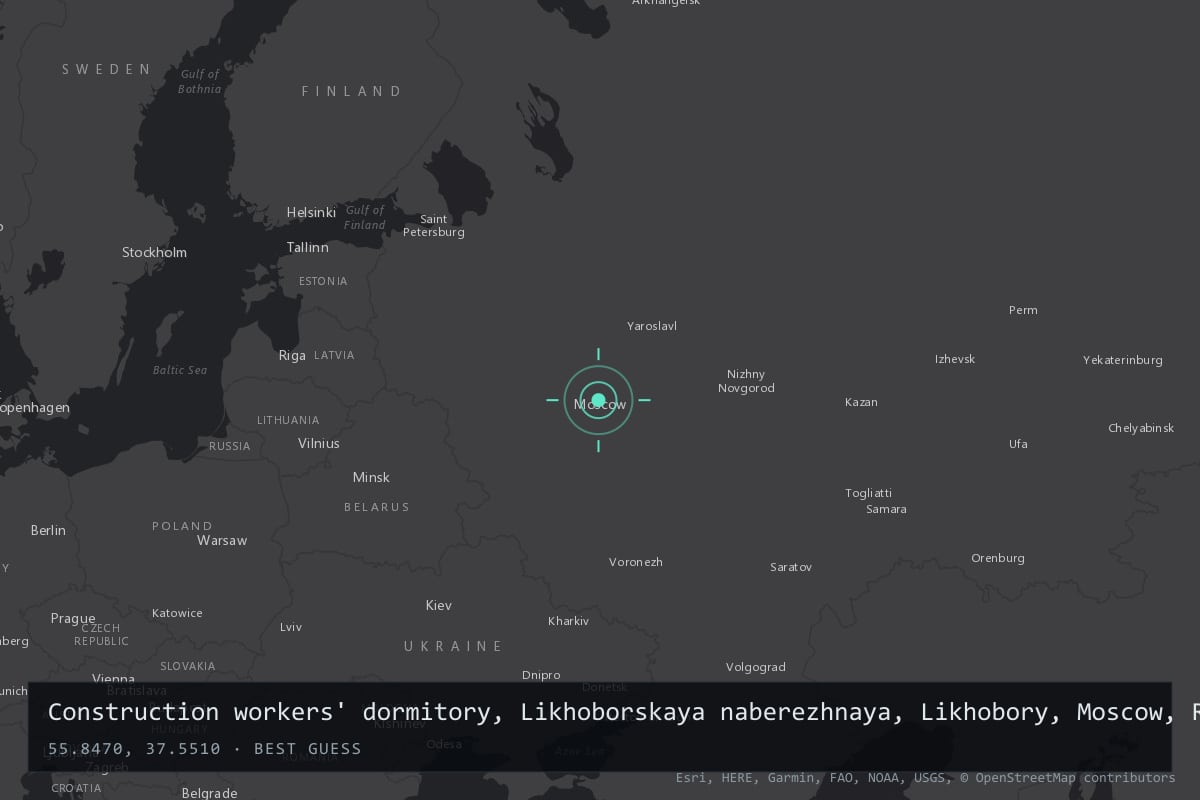 Where it happened: Construction workers' dormitory, Likhoborskaya naberezhnaya, Likhobory, Moscow, Russia