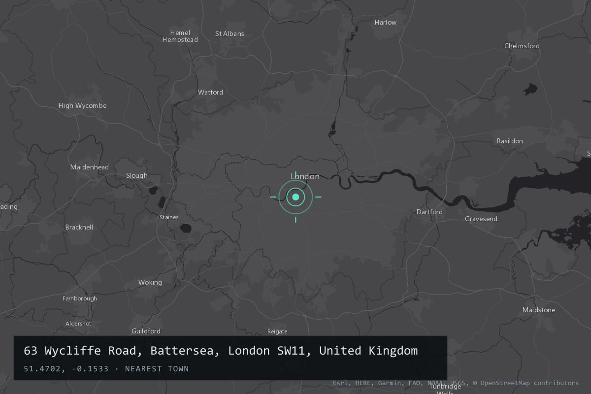 Where it happened: 63 Wycliffe Road, Battersea, London SW11, United Kingdom