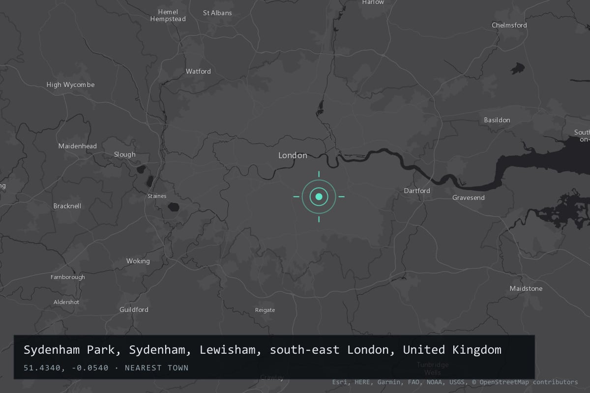 Where it happened: Sydenham Park, Sydenham, Lewisham, south-east London, United Kingdom