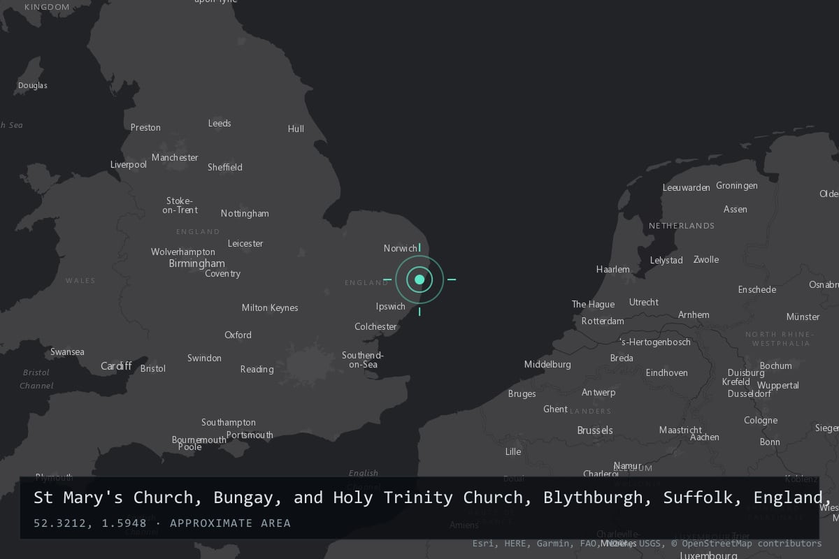 Where it happened: St Mary's Church, Bungay, and Holy Trinity Church, Blythburgh, Suffolk, England, United Kingdom