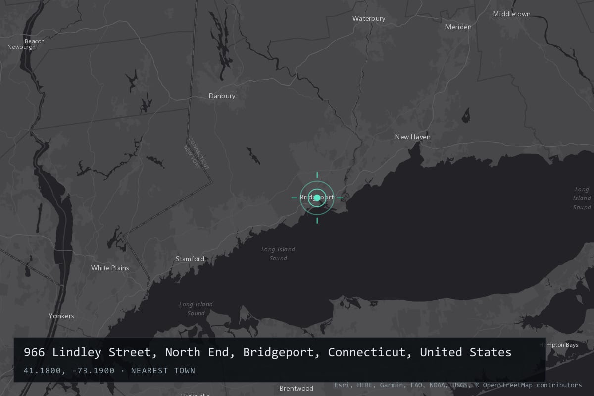 Where it happened: 966 Lindley Street, North End, Bridgeport, Connecticut, United States