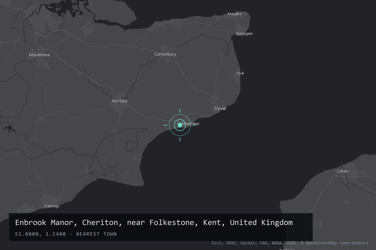 Where it happened: Enbrook Manor, Cheriton, near Folkestone, Kent, United Kingdom
