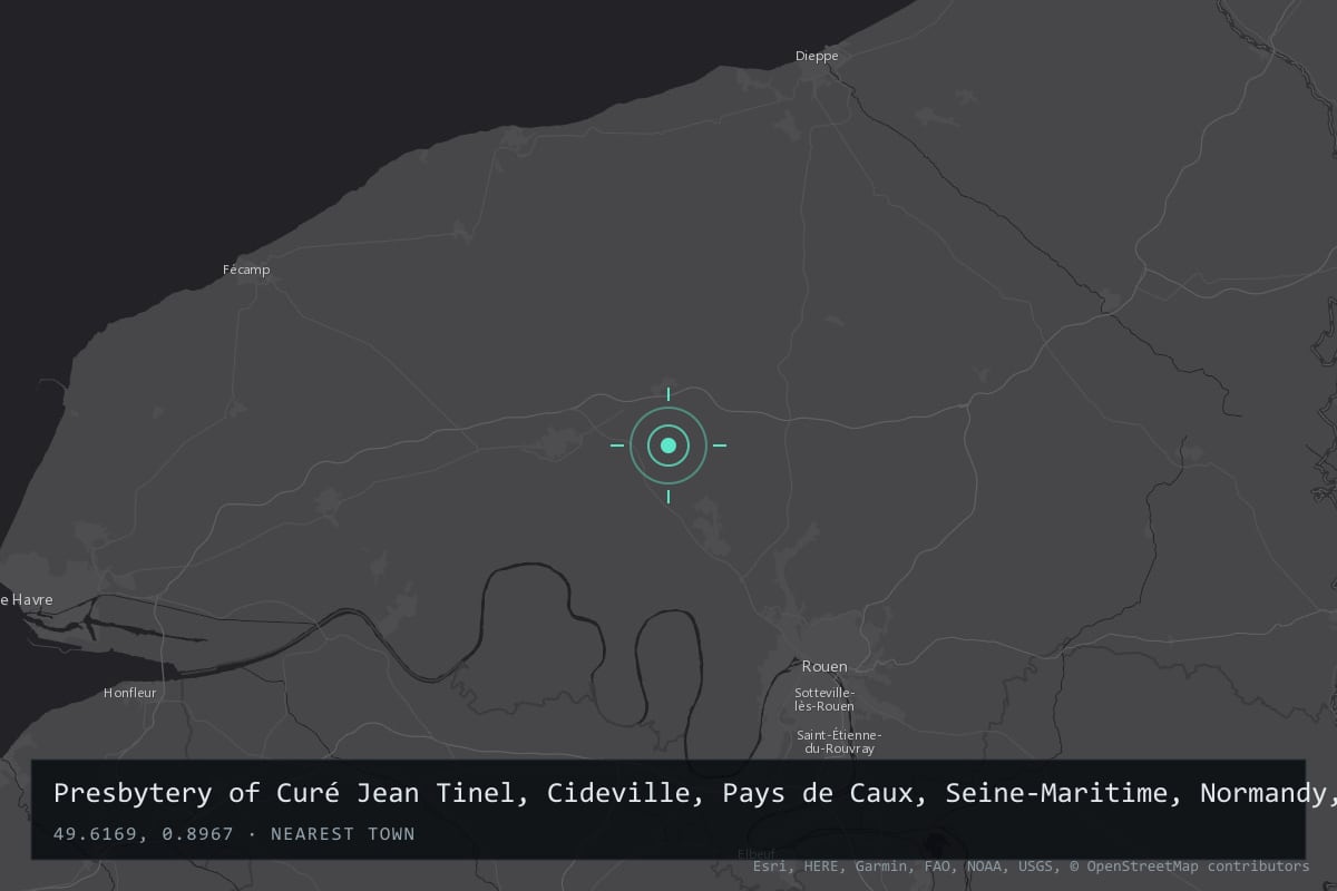 Where it happened: Presbytery of Curé Jean Tinel, Cideville, Pays de Caux, Seine-Maritime, Normandy, France