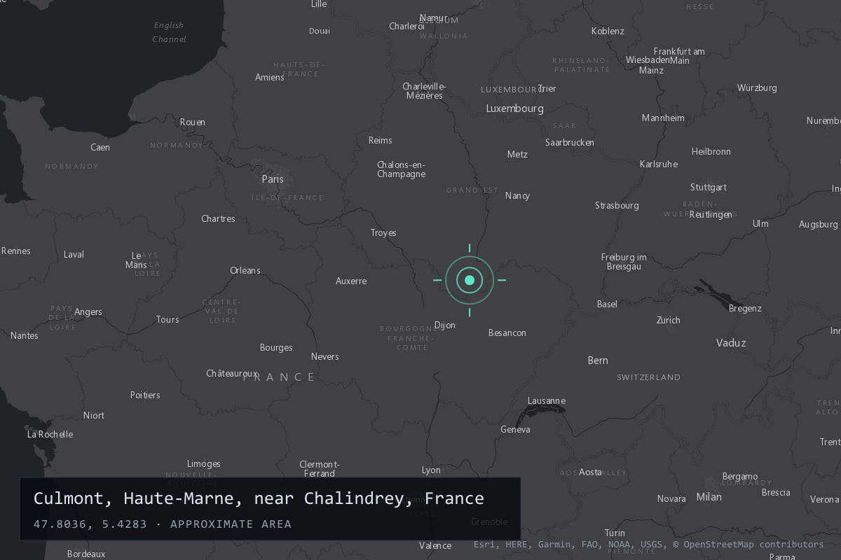 Where it happened: Culmont, Haute-Marne, near Chalindrey, France