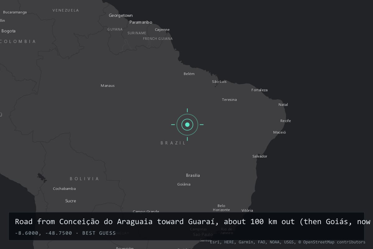 Where it happened: Road from Conceição do Araguaia toward Guaraí, about 100 km out (then Goiás, now Tocantins), Brazil
