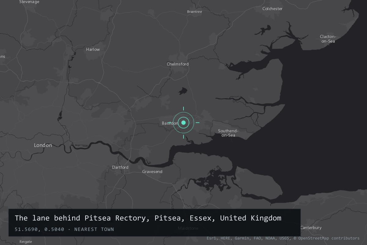 Where it happened: The lane behind Pitsea Rectory, Pitsea, Essex, United Kingdom