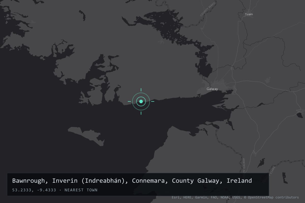 Where it happened: Bawnrough, Inverin (Indreabhán), Connemara, County Galway, Ireland