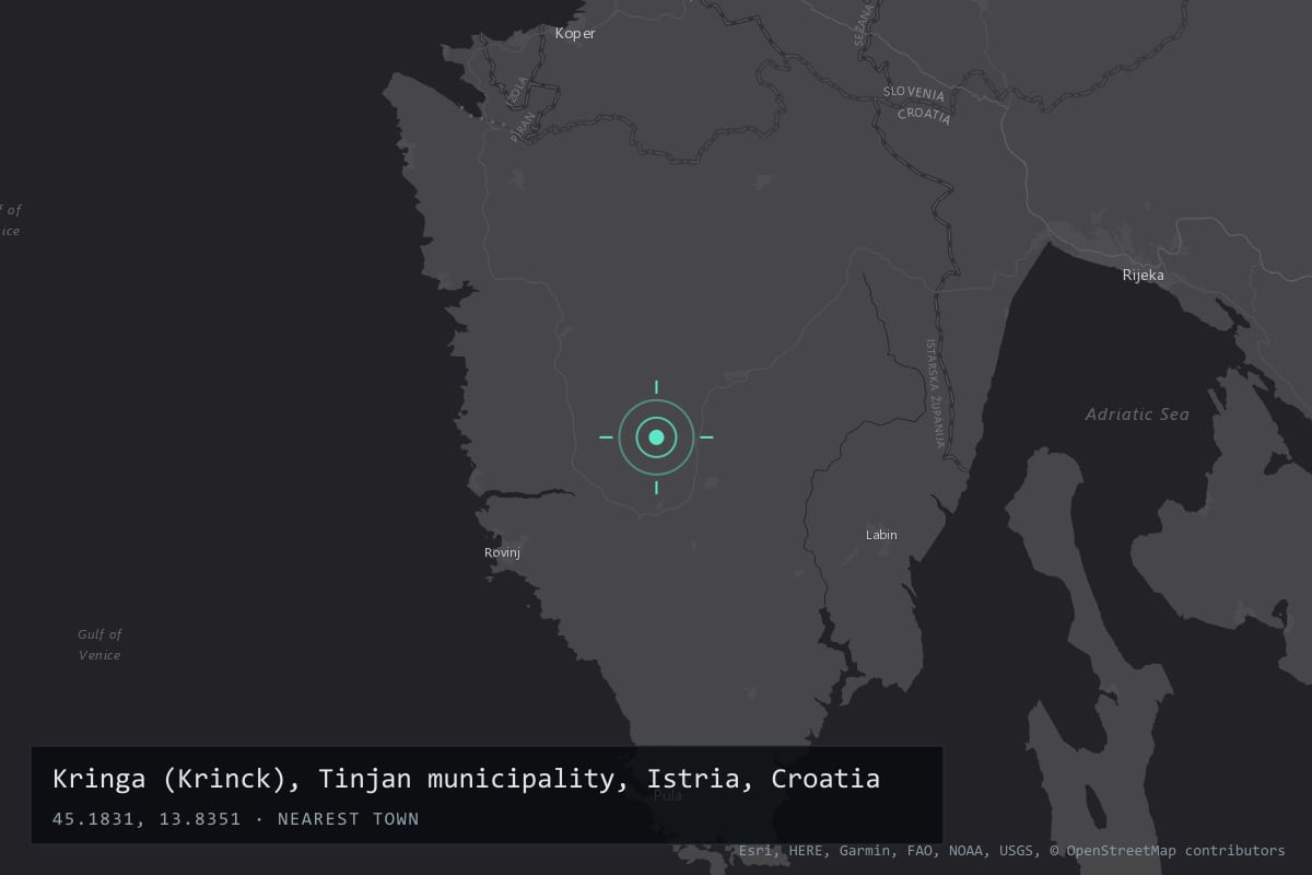 Where it happened: Kringa (Krinck), Tinjan municipality, Istria, Croatia