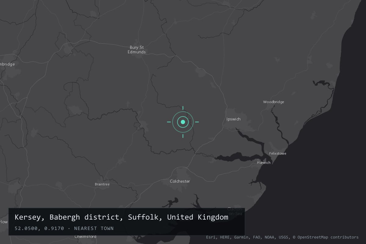 Where it happened: Kersey, Babergh district, Suffolk, United Kingdom