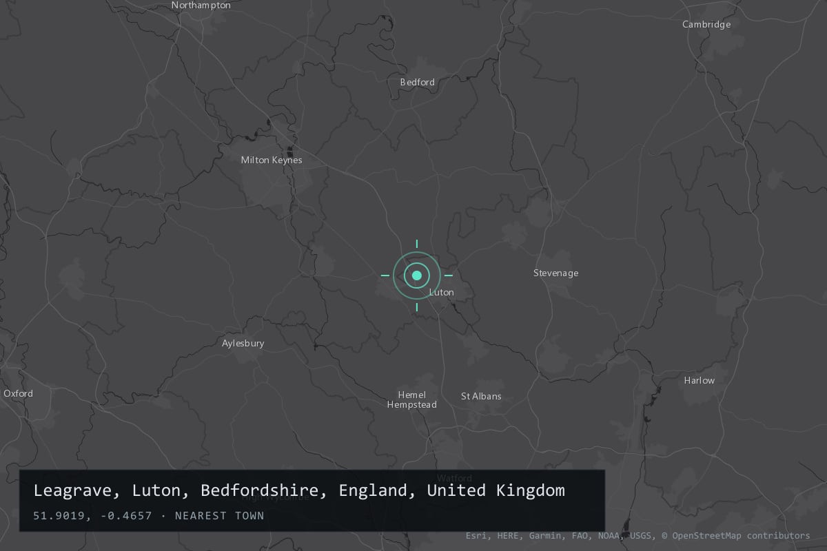 Where it happened: Leagrave, Luton, Bedfordshire, England, United Kingdom