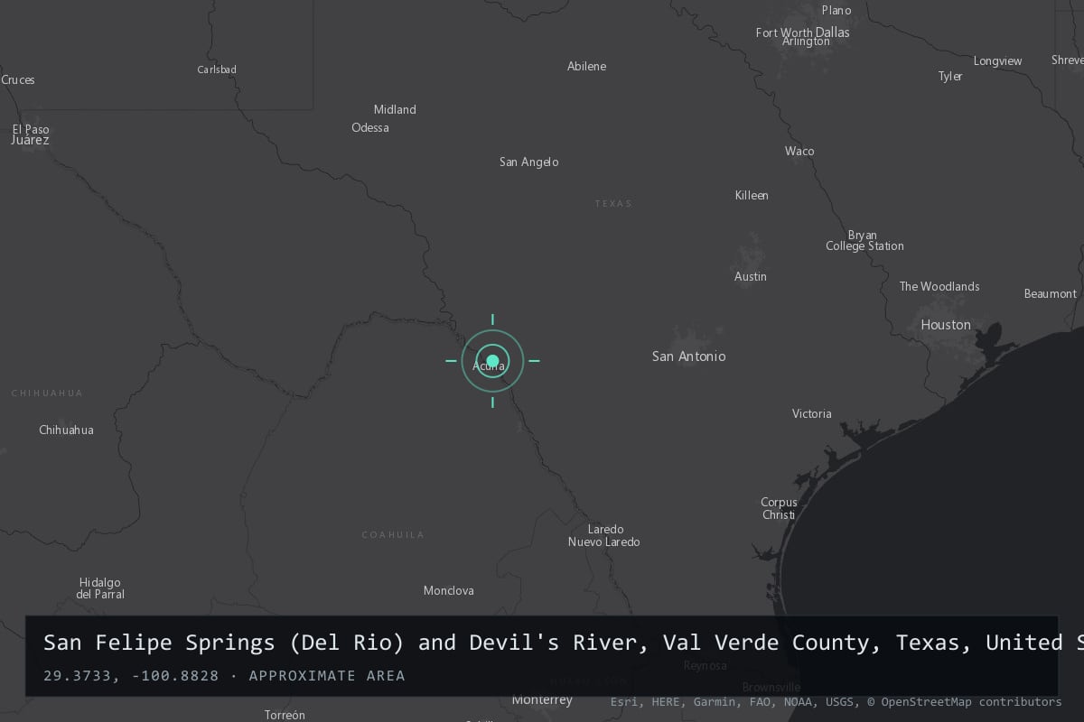 Where it happened: San Felipe Springs (Del Rio) and Devil's River, Val Verde County, Texas, United States