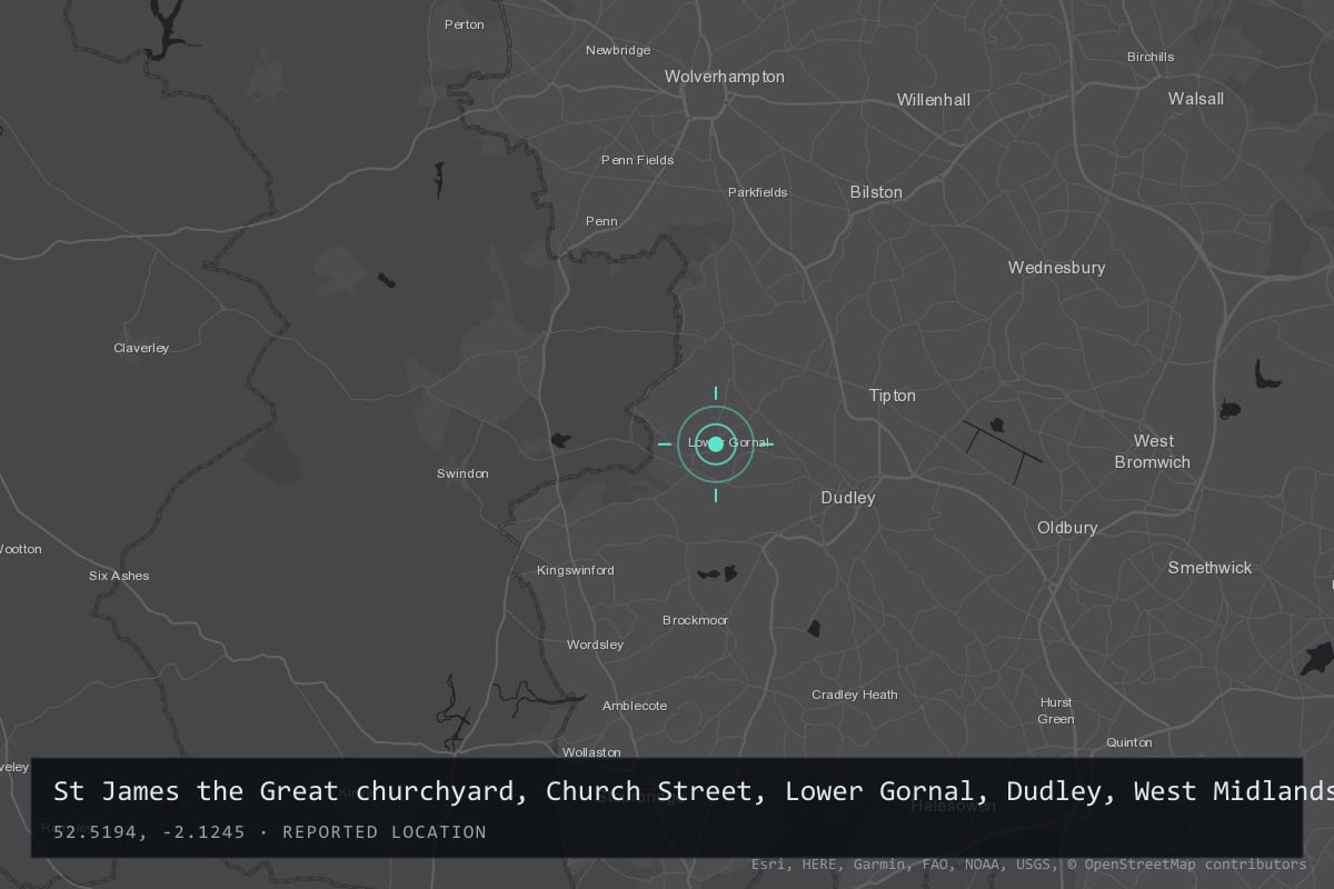 Where it happened: St James the Great churchyard, Church Street, Lower Gornal, Dudley, West Midlands, United Kingdom