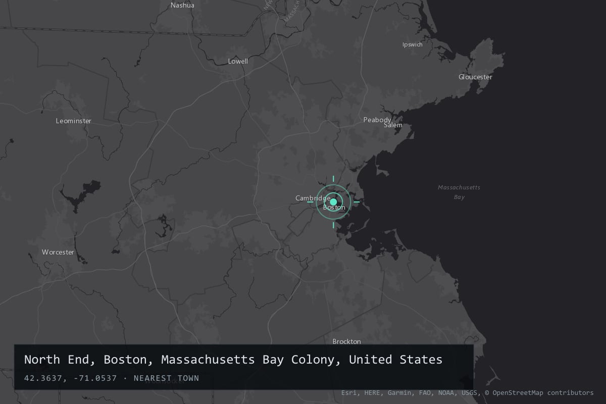 Where it happened: North End, Boston, Massachusetts Bay Colony, United States