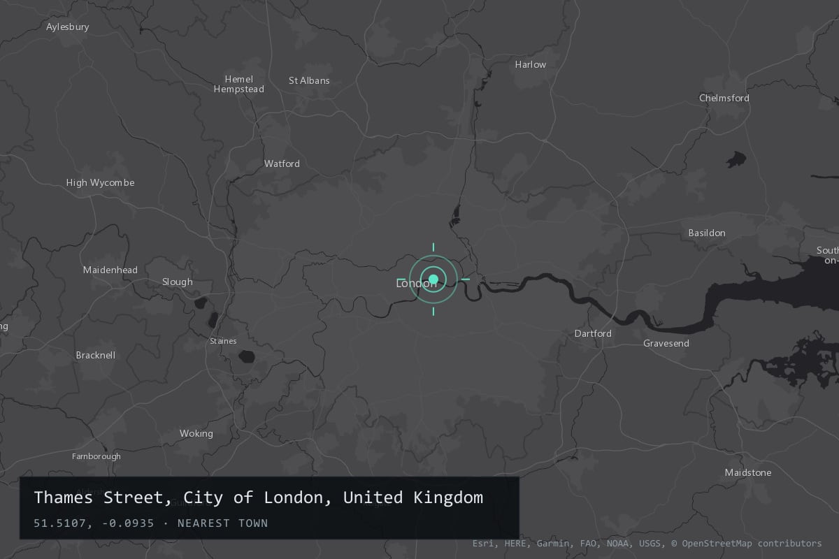 Where it happened: Thames Street, City of London, United Kingdom