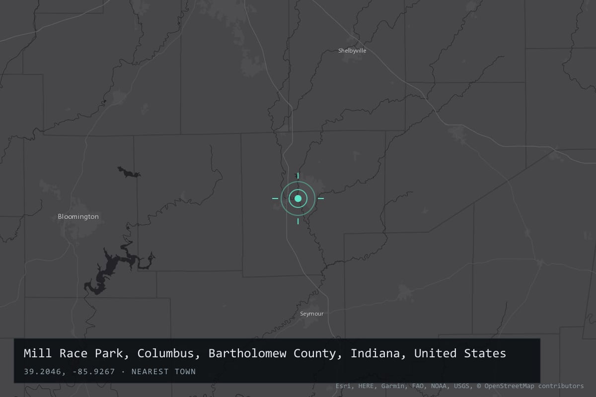 Where it happened: Mill Race Park, Columbus, Bartholomew County, Indiana, United States