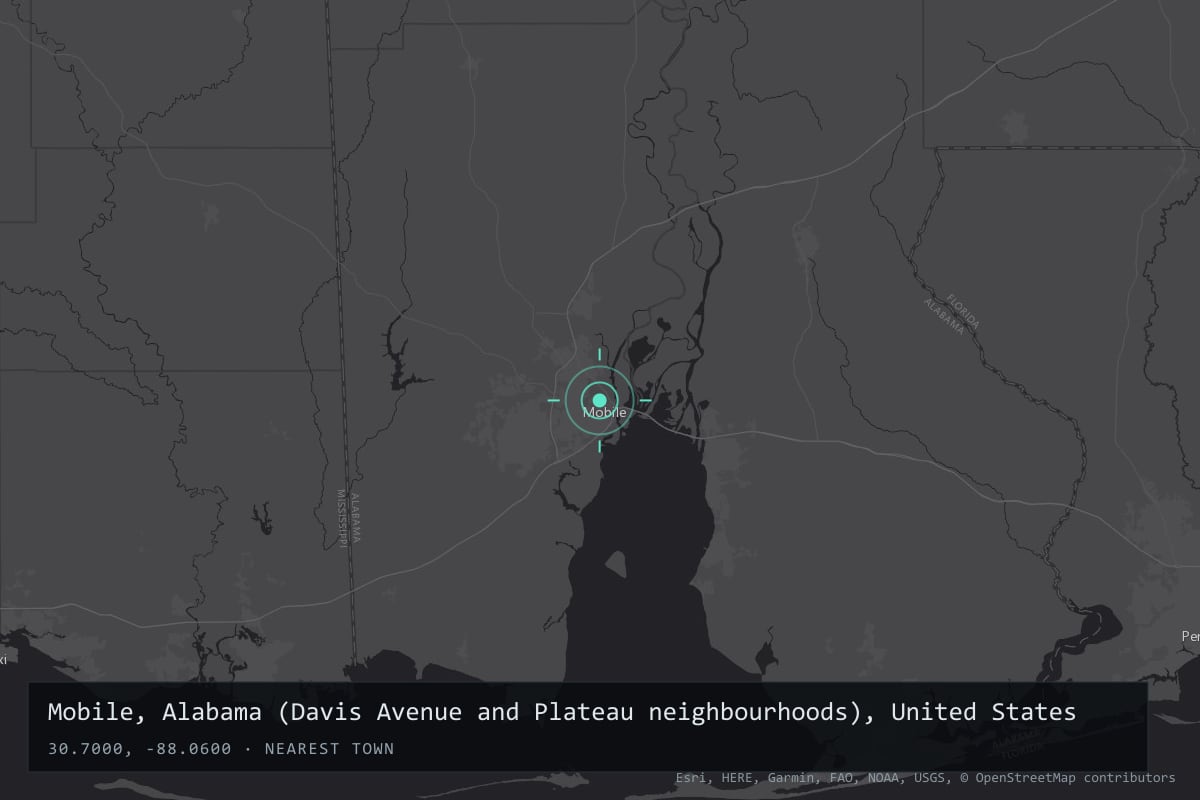 Where it happened: Mobile, Alabama (Davis Avenue and Plateau neighbourhoods), United States