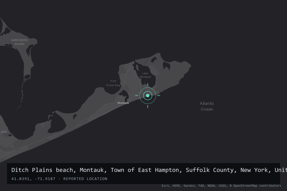 Where it happened: Ditch Plains beach, Montauk, Town of East Hampton, Suffolk County, New York, United States