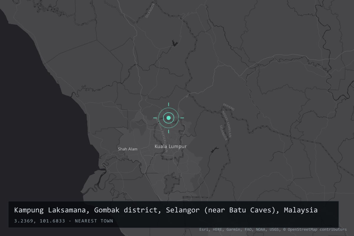 Where it happened: Kampung Laksamana, Gombak district, Selangor (near Batu Caves), Malaysia