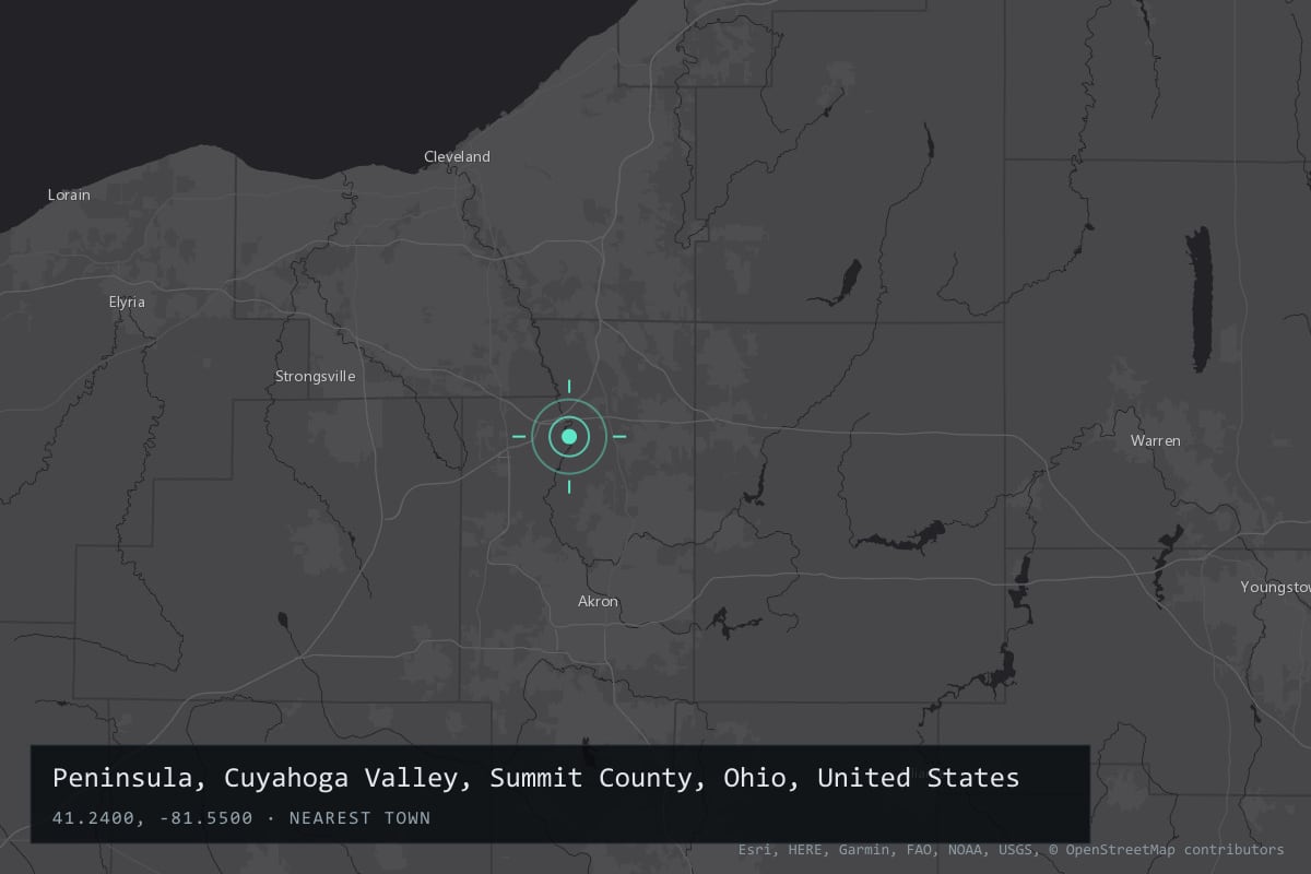 Where it happened: Peninsula, Cuyahoga Valley, Summit County, Ohio, United States