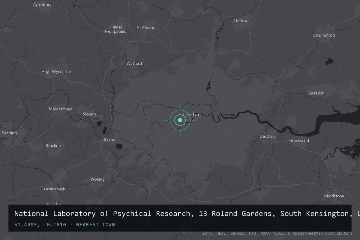Where it happened: National Laboratory of Psychical Research, 13 Roland Gardens, South Kensington, London, United Kingdom