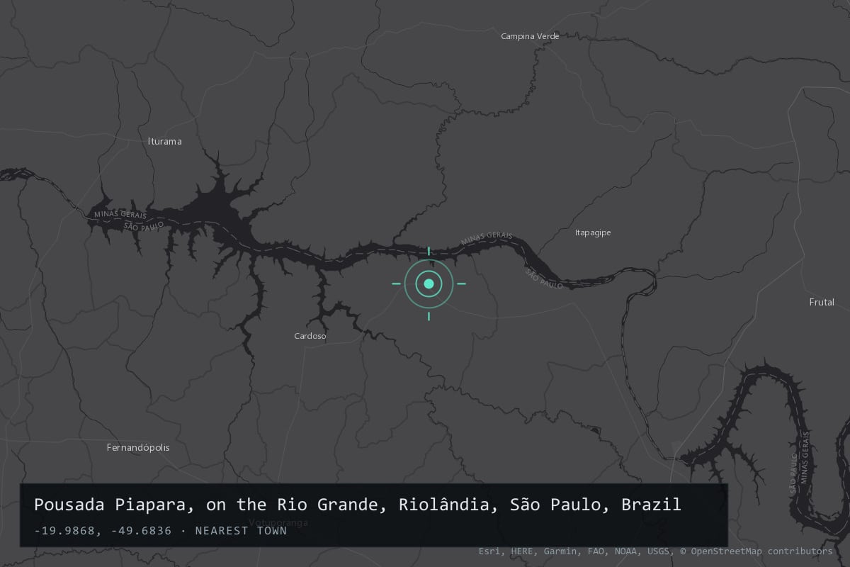 Where it happened: Pousada Piapara, on the Rio Grande, Riolândia, São Paulo, Brazil