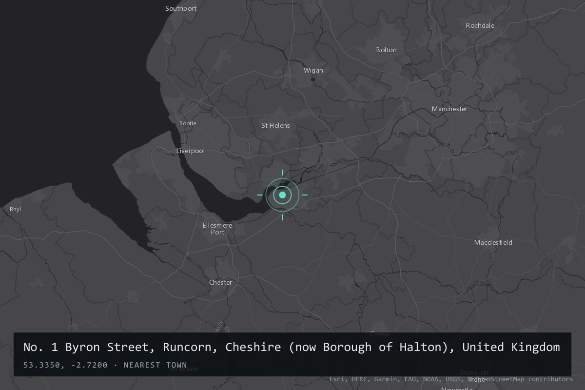 Where it happened: No. 1 Byron Street, Runcorn, Cheshire (now Borough of Halton), United Kingdom