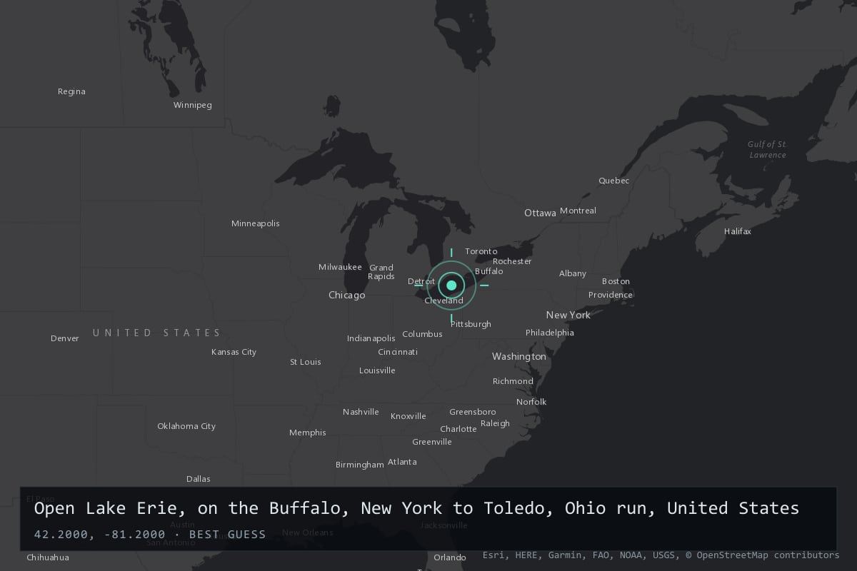 Where it happened: Open Lake Erie, on the Buffalo, New York to Toledo, Ohio run, United States